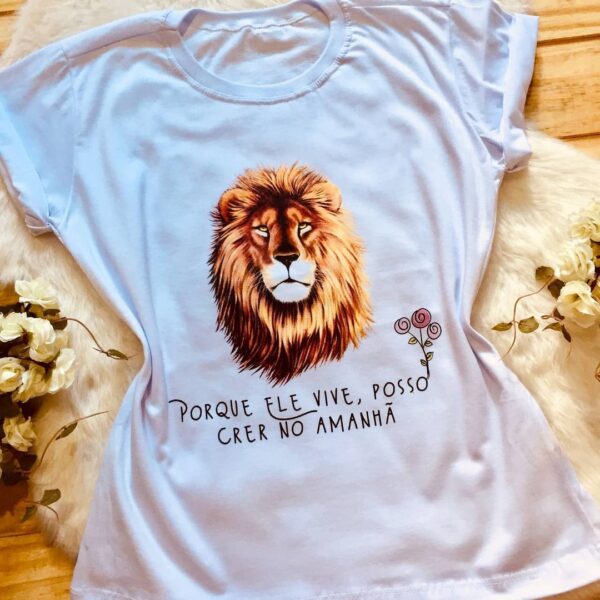 T-Shirt Leão de Judá - Porque ele Vive - Imagem 3