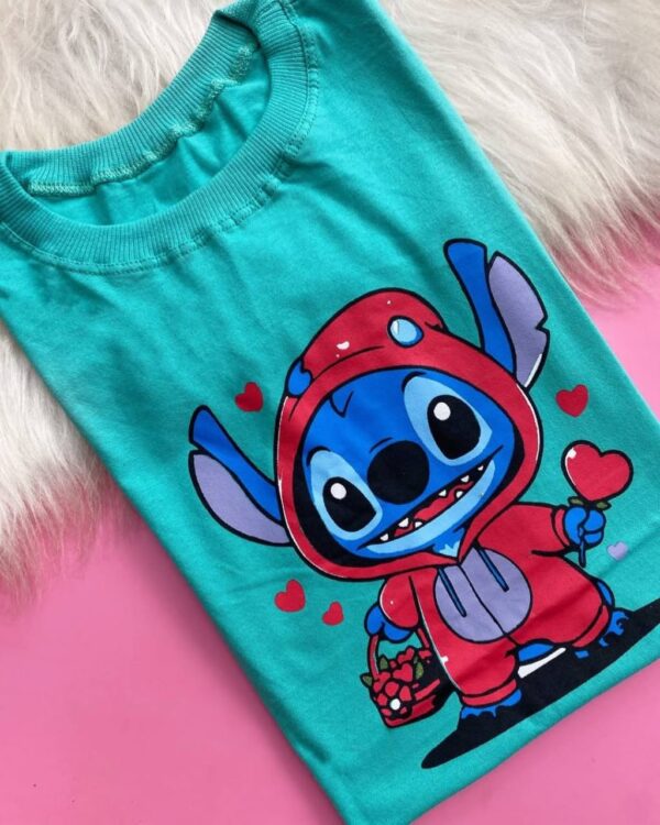 T-Shirt Stitch - Cesta de Corações